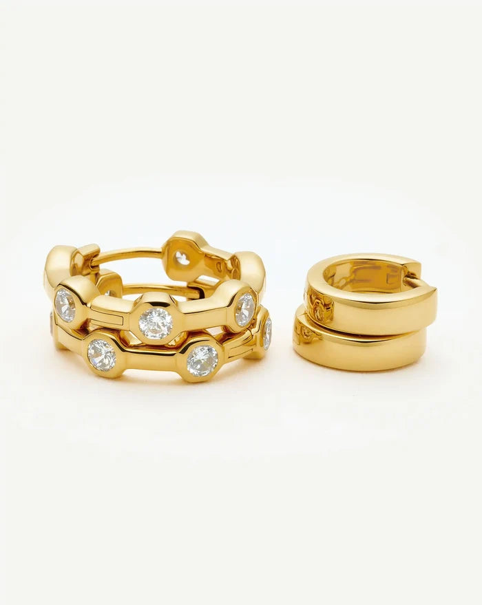 The Tennis Hoop Set | 18ct Gold Plated/Cubic Zirconia Earrings Set Missoma