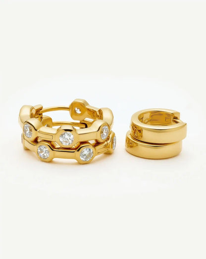 The Tennis Hoop Set | 18ct Gold Plated/Cubic Zirconia Earrings Set Missoma