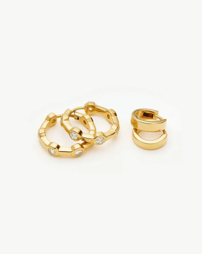 The Tennis Hoop Set | 18ct Gold Plated/Cubic Zirconia Earrings Set Missoma