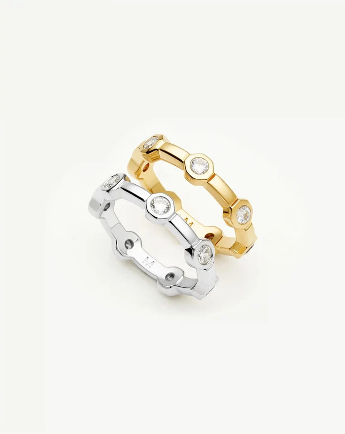 The Tennis Stacking Ring Set | 18ct Gold Plated, Silver Plated Rings Set Missoma