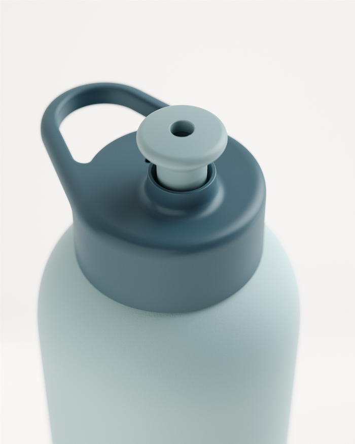 Thermo Steel Bottle · Pull-Up Cap, insulated, stainless steel design.