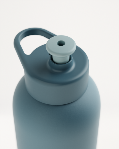 Thermo Steel Bottle · Pull-Up Cap with loop handle.
