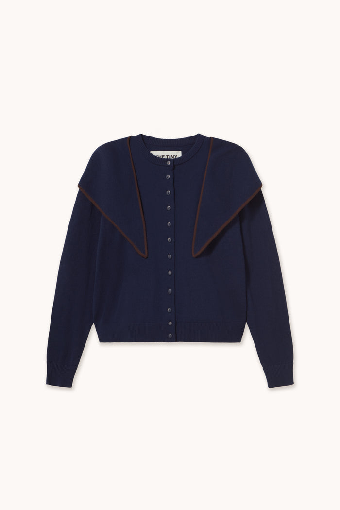 Tiny Big Sister Scarf Neck Lara Cardigan - Navy AW26-668 Shop Tiny Big Sister at Dotique