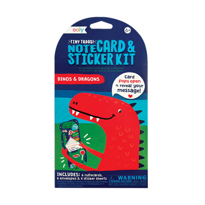 Tiny Tadas! Dinos & Dragons note card and sticker kit in packaging