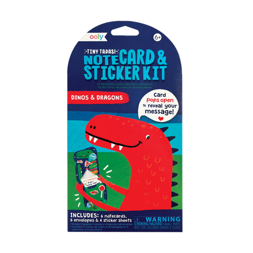 Tiny Tadas! Dinos & Dragons note card and sticker kit in packaging