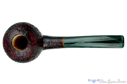 Blue Room Briars is proud to present this Todd Harris Pipe 1/4 Bent Sandblast Tomato with Jade Brindle