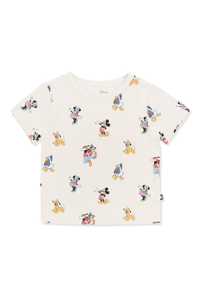 Toddler Basic Tee with Mickey Mouse and Friends print on an oat background