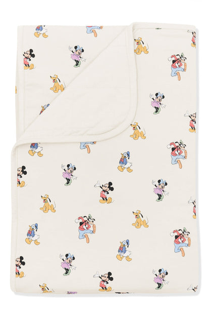 Toddler Blanket with Mickey Mouse and Friends print on an oat background