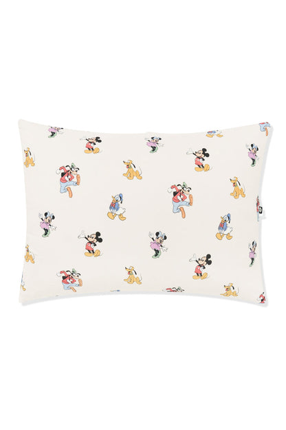 Toddler Pillowcase with Mickey Mouse and Friends print on an oat background