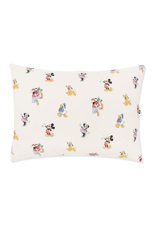 Toddler Pillowcase with Mickey Mouse and Friends print on an oat background