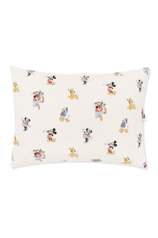 Toddler Pillowcase with Mickey Mouse and Friends print on an oat background