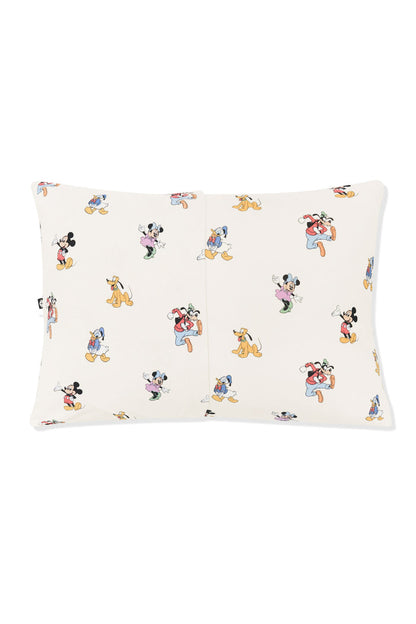 Back side of Toddler Pillowcase in Mickey Mouse and Friends print on an oat background