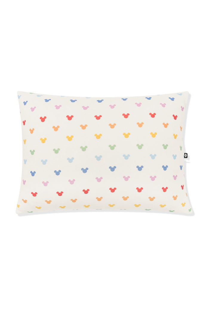 Toddler Pillowcase with Pastel Mickey Mouse pattern on an oat background