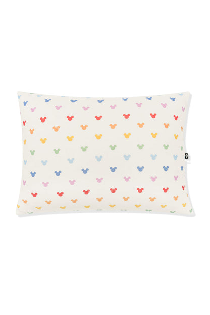 Toddler Pillowcase with Pastel Mickey Mouse pattern on an oat background