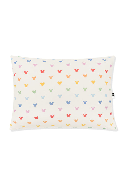 Toddler Pillowcase with Pastel Mickey Mouse pattern on an oat background