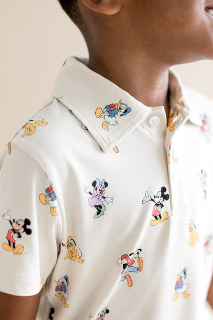Polo short sleeve top with mickey and friends pattern