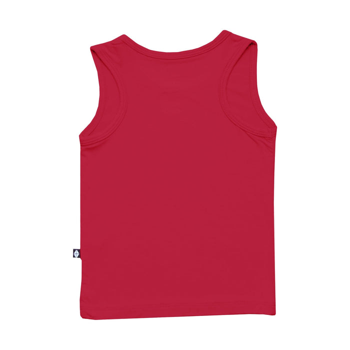 Back of Kyte Baby Toddler round neck Tank Top in Cardinal