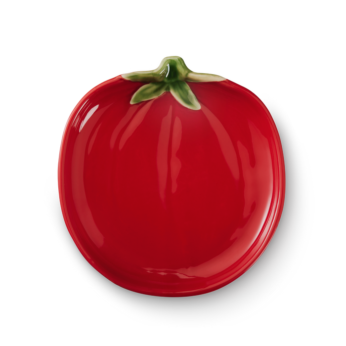 Red ceramic tomato-shaped plate