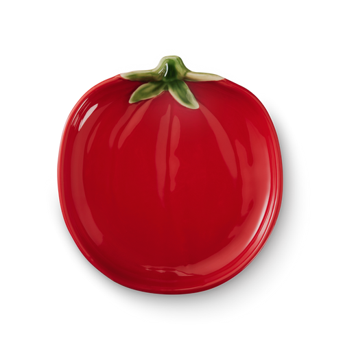 Red ceramic tomato-shaped plate