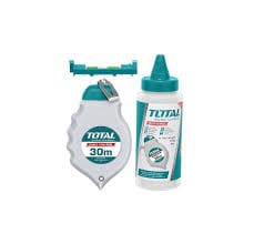 Total Chalk Line Reel includes 30m Chalk Line, Bottle Chalk 4oz and Spirit Bubble THT661301 Mega