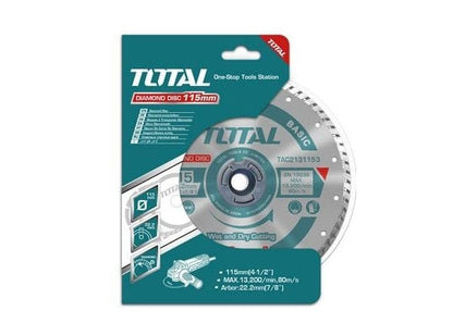 TOTAL Turbo Diamond Blade, Wet and Dry Cutting Disc 4 1/2" x 7/8" (115 X 22MM)  TAC2131153 ebuystt