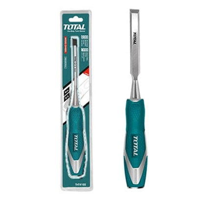 TOTAL WOOD CHISEL 3/4" (19MM), Cr-V Construction, Soft Grip with Hammer Steel-end Cap. Ideal for Carving Wood, Carpentry, Sculpting, Framing, Woodturning, Furniture, Crafts and Woodwork THT41196 MEGA
