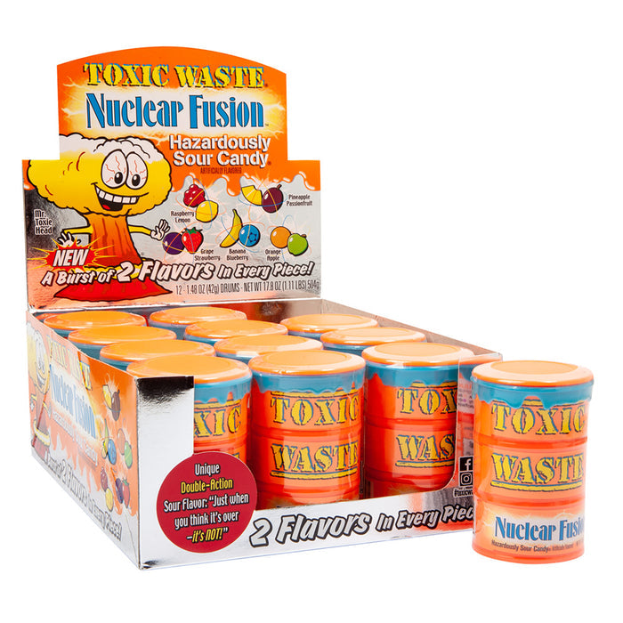 Toxic Waste Nuclear Fusion Candy 1.48oz Drum - 12ct