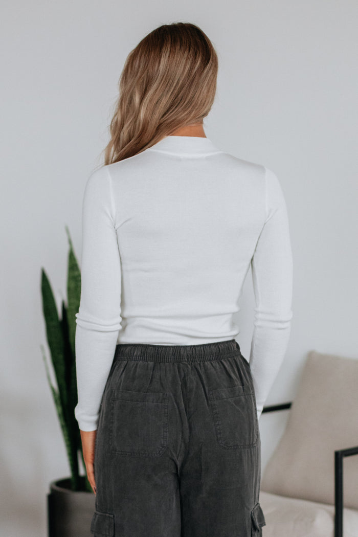 Trey Mock Neck Top - Ivory