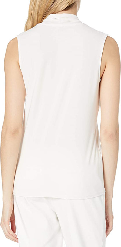 Triple Pleat Split Neck Top