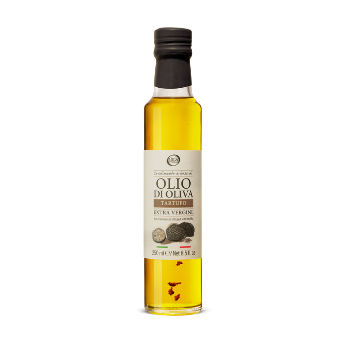 Bottle of Olio di Oliva olive oil with a label