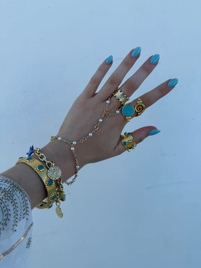 Turquoise Swirl Ring in Gold