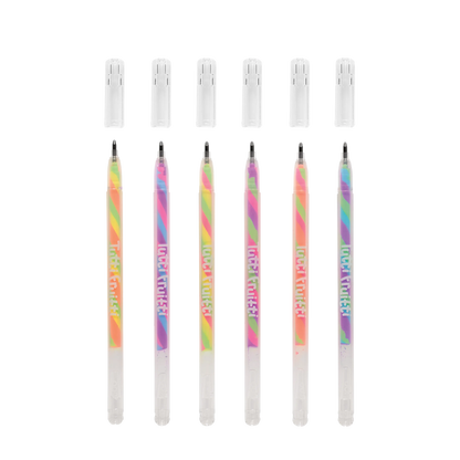 Set of six OOLY Tutti Fruitti Scented Gel Pens with multi colors uncapped