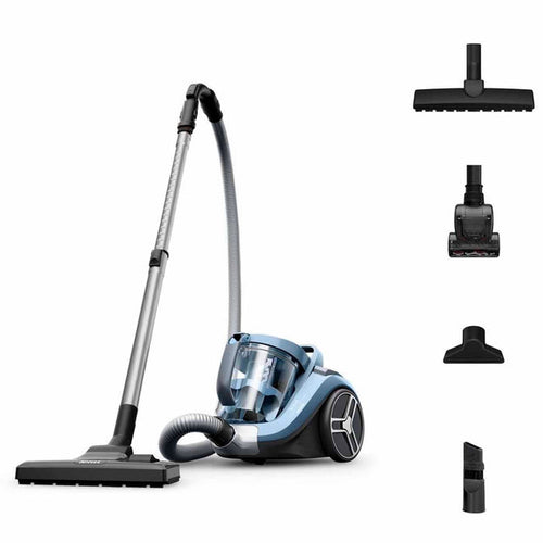 Vacuum cleaner with attachments on a white background