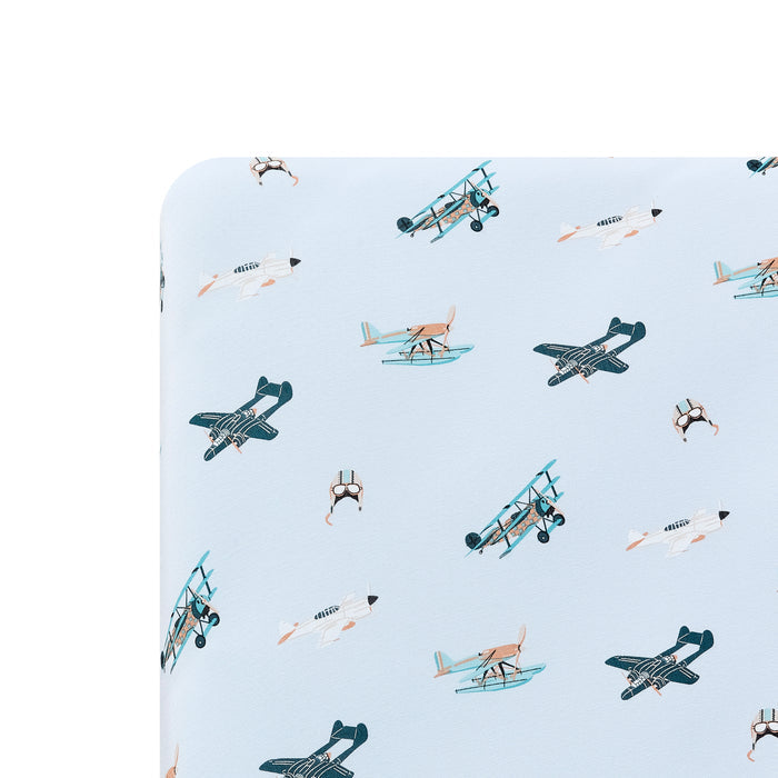 Close up of the Twin Sheet in Take Off on a mattress