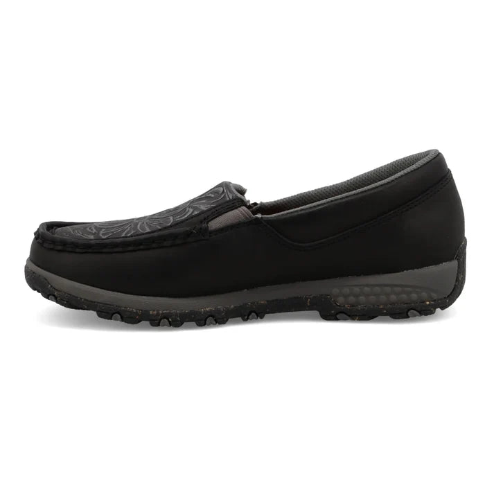 Twisted X Women's Slip-On Driving Moc in Black and Tooled Black