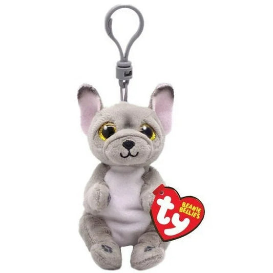 Ty Beanie Bellies 4 Inch Wilfred the Gray Dog Plush Clip