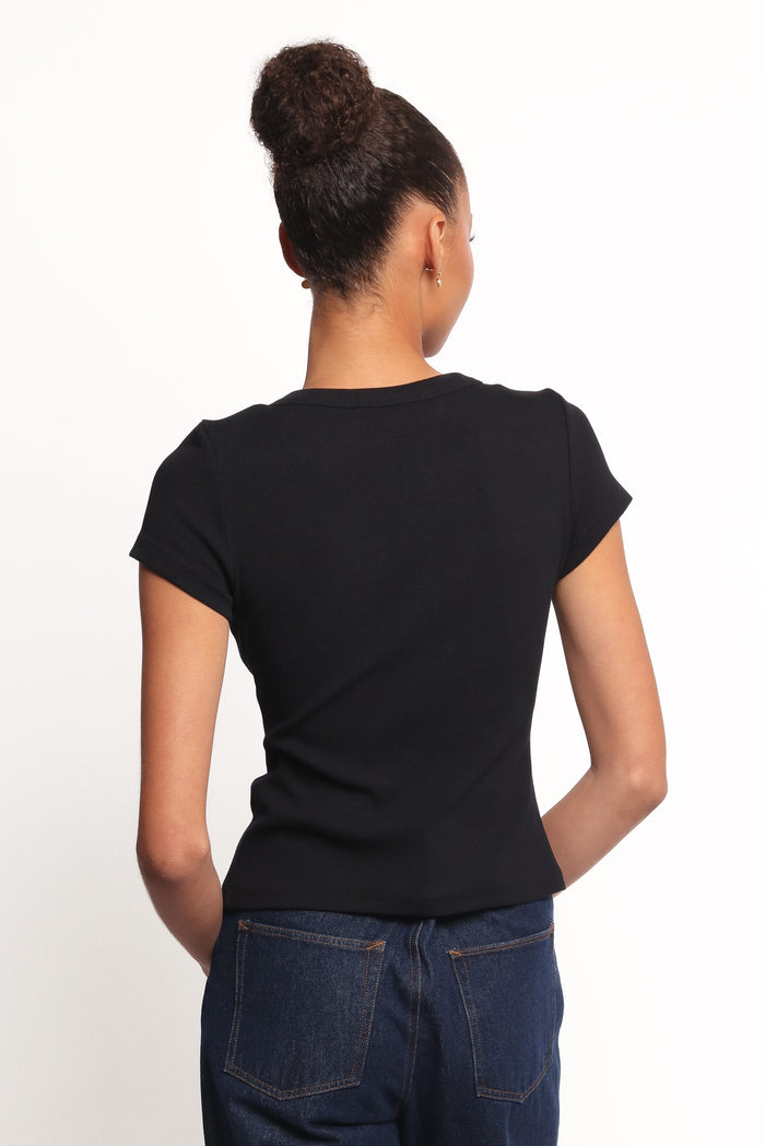 Petal and Pup USA TOPS Tylarah Short Sleeve Cardigan Top - Black