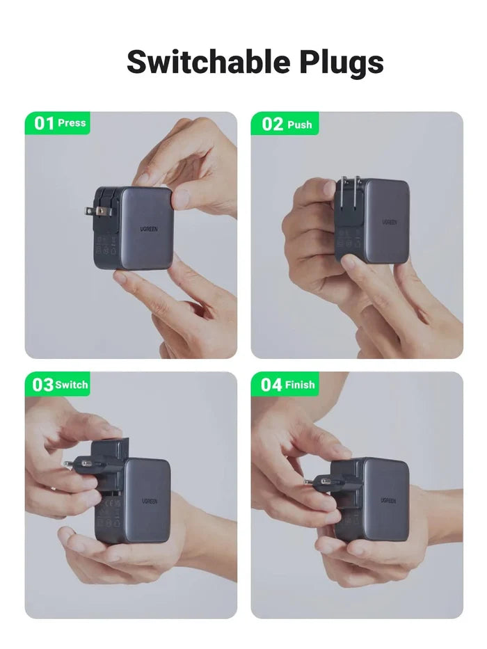 UGREEN 65W USB C Charger US/UK/EU Plug for Travel - UGREEN