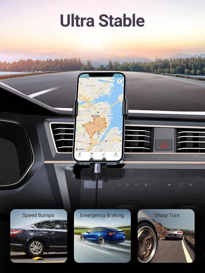 UGREEN Car Vent Phone Mount Air Vent Clip Cell Phone Holder Gravity Auto Lock Compatible with iPhone 15 14 Pro Max 14 Plus, iPhone 13 12 11 Pro Max XR XS 8 7 Plus, Samsung Galaxy S22 Smartphone Black - UGREEN EU