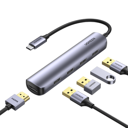 UGREEN USB C 5 in 1 Multiport Hub HDMI Ultra Slim with 4 USB 3.0 Ports for Data Transfer - UGREEN