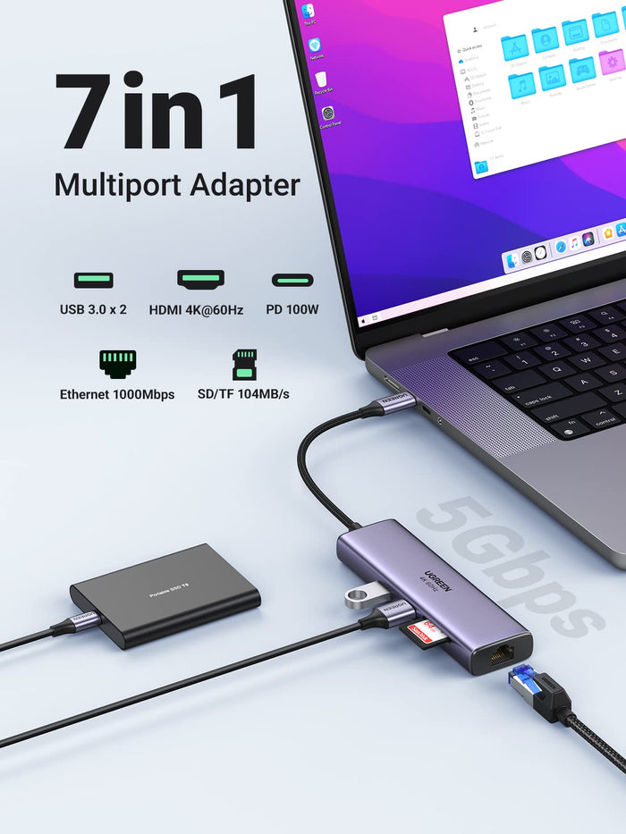 Ugreen USB C 7 in 1 Hub with 4K 60Hz HDMI - UGREEN