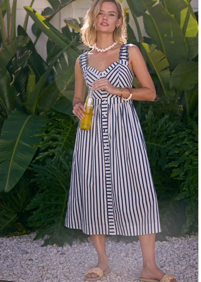 United We Stand Stripe Midi Dress - Navy