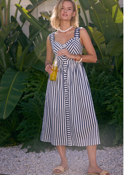 United We Stand Stripe Midi Dress - Navy