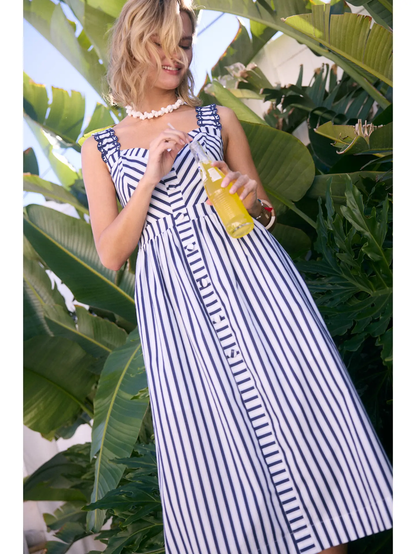 United We Stand Stripe Midi Dress - Navy
