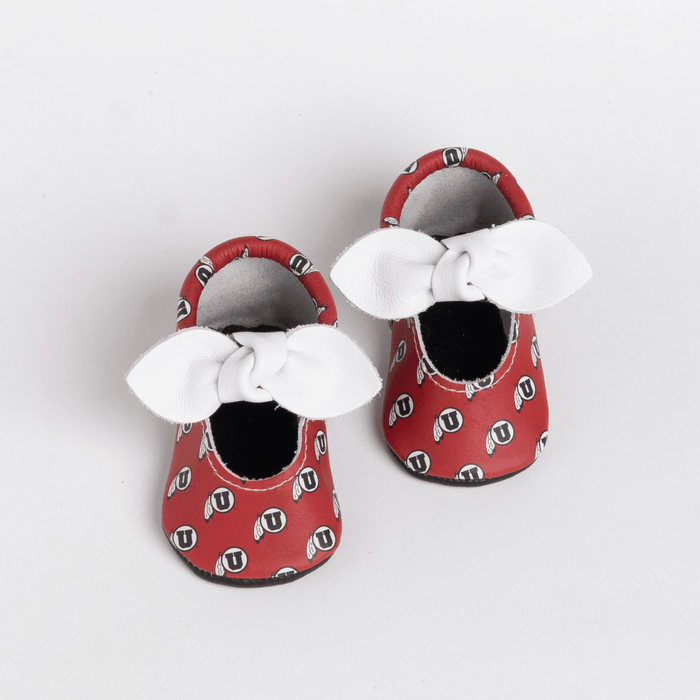 University of Utah® Knotted Bow Baby Shoes Knotted Bow Mocc Soft Sole
