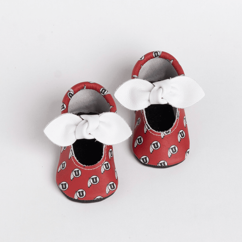 University of Utah® Knotted Bow Baby Shoes Knotted Bow Mocc Soft Sole