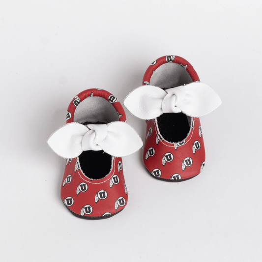 University of Utah® Knotted Bow Baby Shoes Knotted Bow Mocc Soft Sole