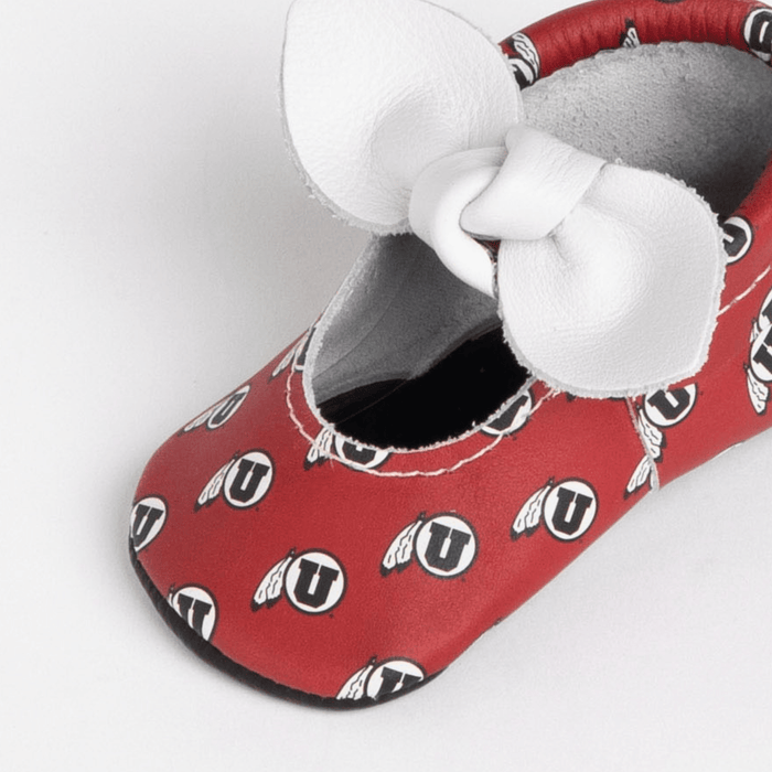 University of Utah® Knotted Bow Baby Shoes Knotted Bow Mocc Soft Sole
