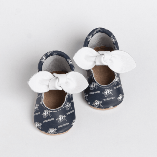 Utah State University® Knotted Bow Baby Shoes Knotted Bow Mocc Soft Sole