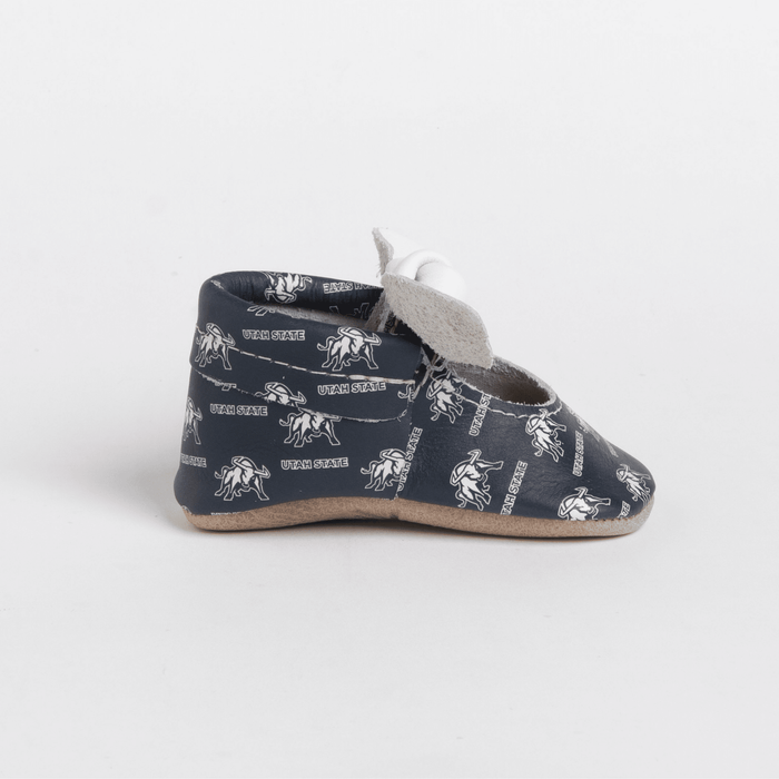 Utah State University® Knotted Bow Baby Shoes Knotted Bow Mocc Soft Sole